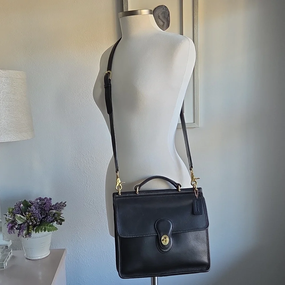 Coach Black Leather Top Handle Satchel with Gold Hardware…1994 ..